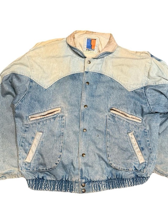 Vintage Other - Vintage Unity Two Toned Denim Marty McFly Bomber 90s Jacket Made in Canada
